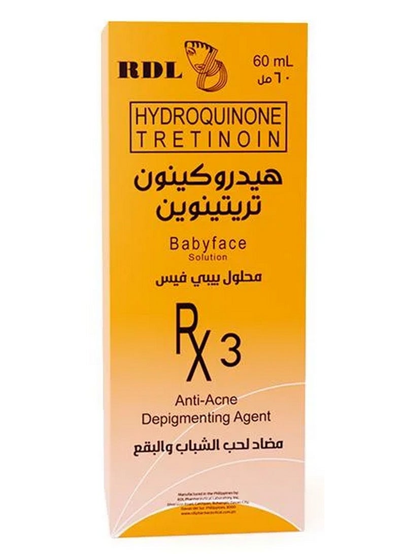 RDL Babyface Solution #3 Hydroquinone+Tretinoin Anti Acne & Depigmenting Agent 60 ML - Image 1