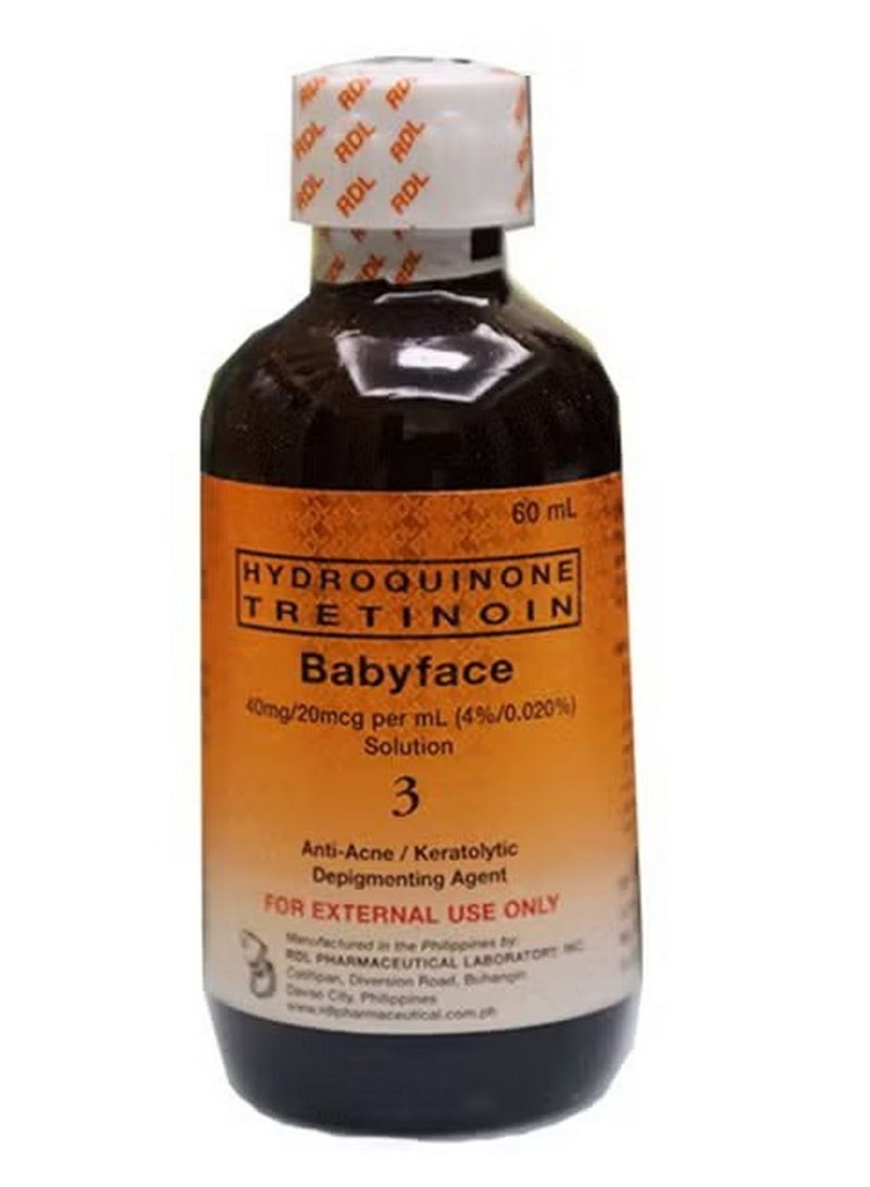 RDL Babyface Solution #3 Hydroquinone+Tretinoin Anti Acne & Depigmenting Agent 60 ML - Image 2