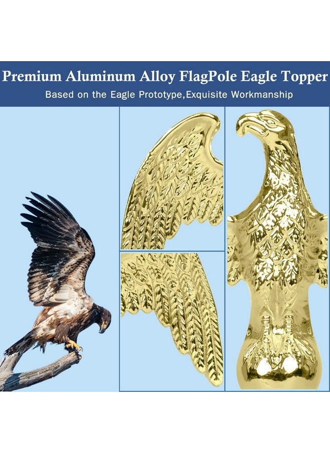 NQ NQ Gold Flag Pole Eagle Topper Ornament, Aluminum Alloy Eagle Finial for 20'/25'/30' Telescopic/Sectional Flagpole（Gold,7inch）  - Image 5