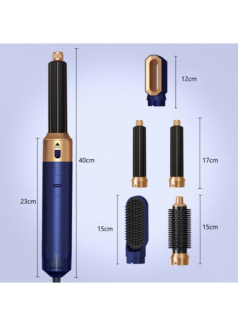 Generic [PREMIUM CONFIGURATION] BLUE GOLD UNIVERSAL ELECTRIC HAIR DRYER CURLER SET FIVE REPLACEMENT HEADS 1000W HOT AIR CURLER AND STRAIGHTENER STYLING TOOLS COMB CURLING BRUSH BLOWDER FOR HAIR SALONS/HOMES/BARBARISTS/STYLES  - Image 2
