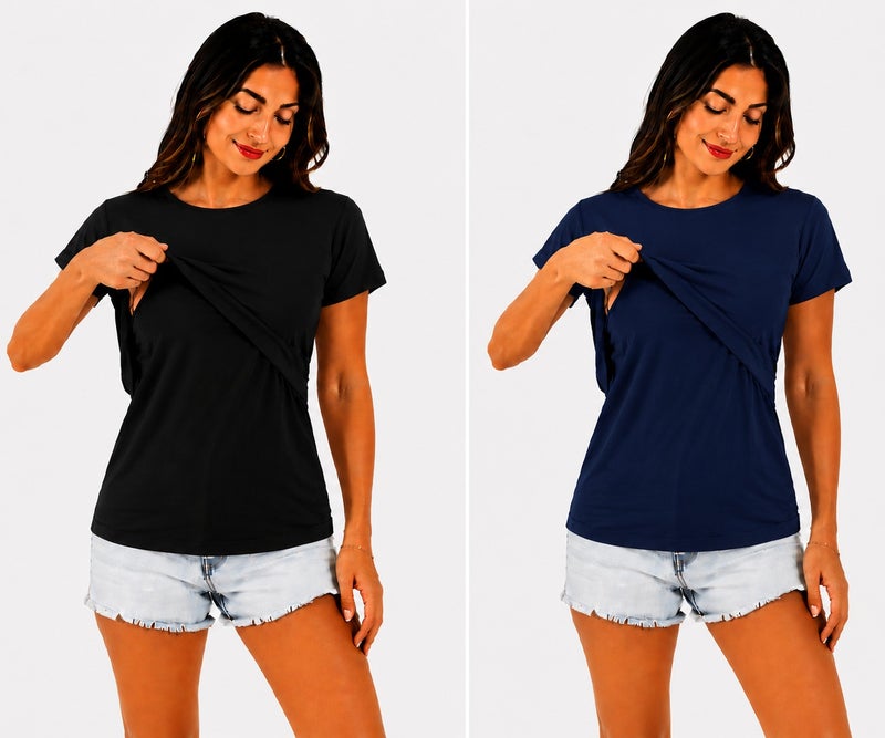 TUMMY Maternity & Nursing Double Layered Pull-On Top Pack of 2pc - Image 1