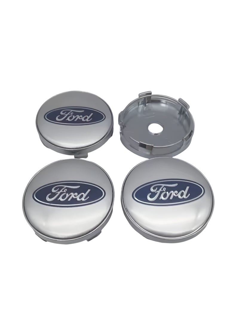 فورد 4 Pcs 56mm Silver Wheel Center Hub Caps for Ford | Easy-Fit Alloy Wheel Center Caps - Image 1