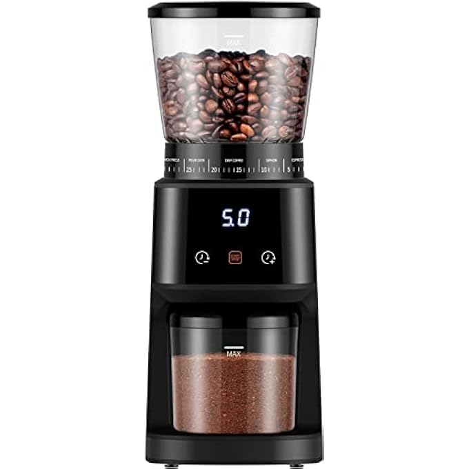 Dxmocos Conical Burr Coffee Grinder With Digital Timer Display Electric Coffee Bean Grinder With 31 Precise Settings For EspressoDripPour OverCold BrewFrench Press Matte Black - Image 1