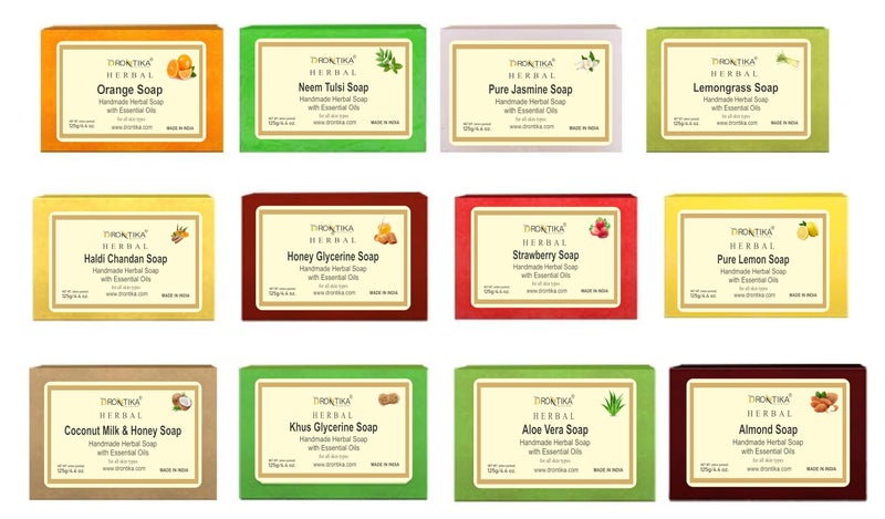 Drontika Natural Handmade Herbal Soap Combo Assorted Natural Soap Gift Set, Enriched With Essential Oils, 125 G (Pack Of 12) - Image 1