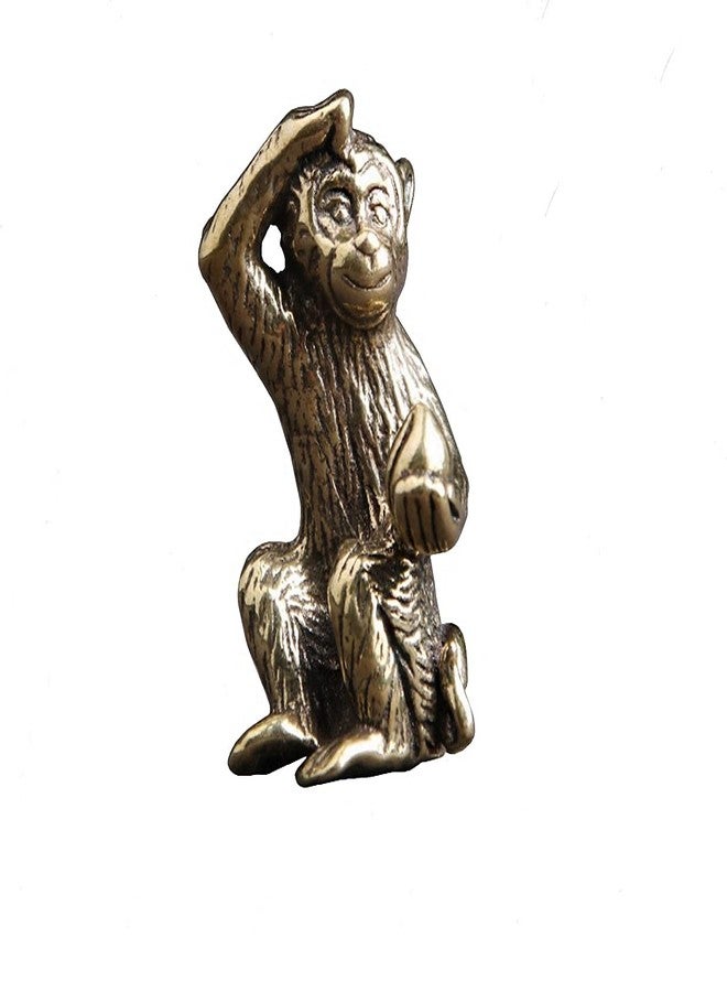 DMtse Brass Mini Antique Monkey Statue Ornaments Meditation Seated Pose Attractive & Serene Small Monkey Statue Figurine - Image 3