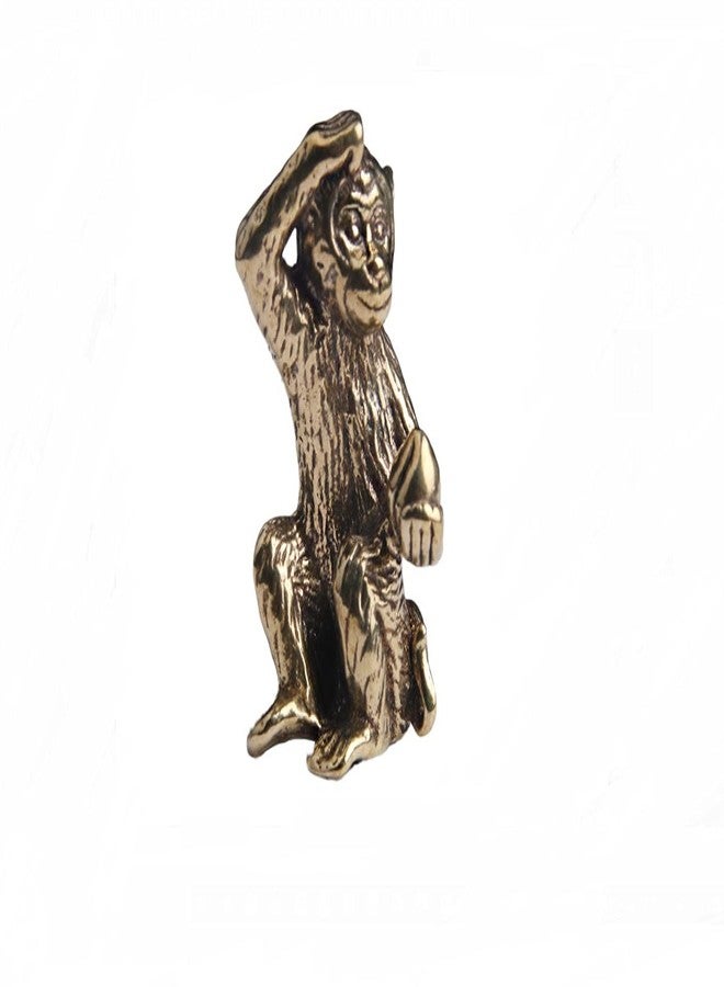 DMtse Brass Mini Antique Monkey Statue Ornaments Meditation Seated Pose Attractive & Serene Small Monkey Statue Figurine - Image 1
