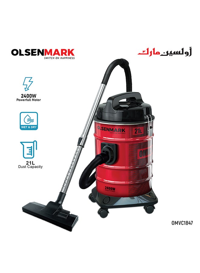 أولسنمارك مكنسة كهربائية 21 L 2400 W OMVC1847 أحمر/ أسود - Image 1