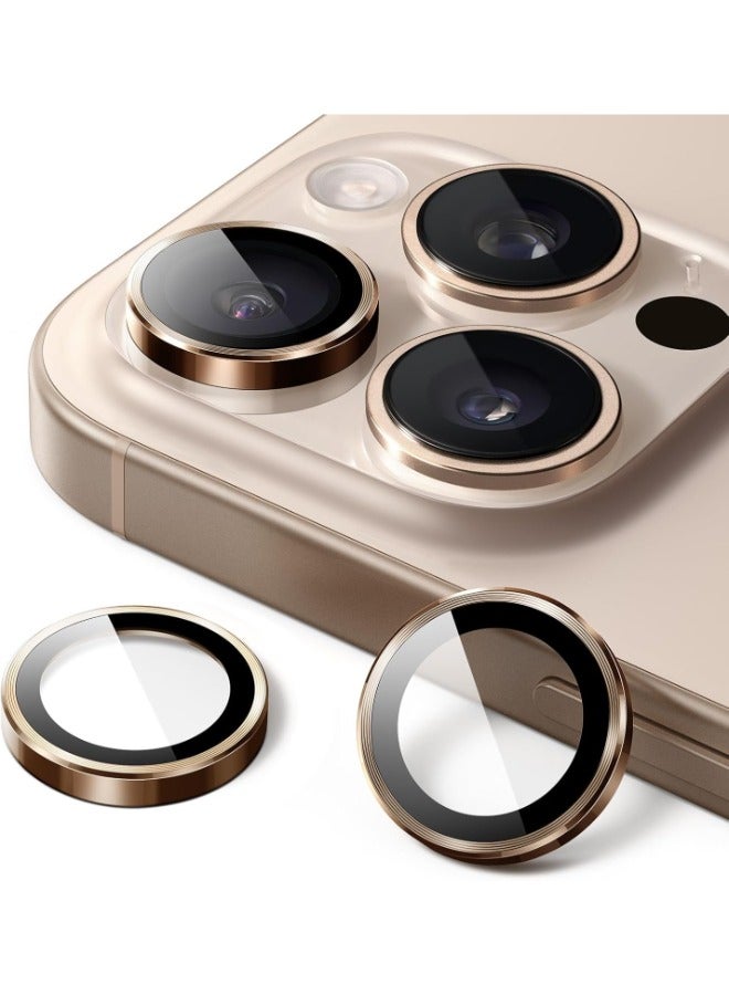 Camera Lens Protector for iPhone 16 Pro / iPhone 16 Pro Max (Desert Titanium) Single Ring Cover 9H Tempered Glass HD 1 Set - Desert Titanium - Image 1