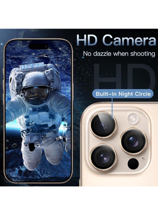 Camera Lens Protector for iPhone 16 Pro / iPhone 16 Pro Max (Desert Titanium) Single Ring Cover 9H Tempered Glass HD 1 Set - Desert Titanium - Image 5
