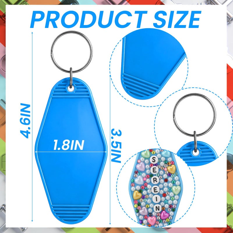 Nosiny 1550 Pcs/40 Sets Motel Keychain Making Kit with 40 Pcs Motel Key Chain 1500 Pcs Blank Alphabet Letter Beads Rhinestone Charms for DIY Hotel Blanks Keychain - Image 3