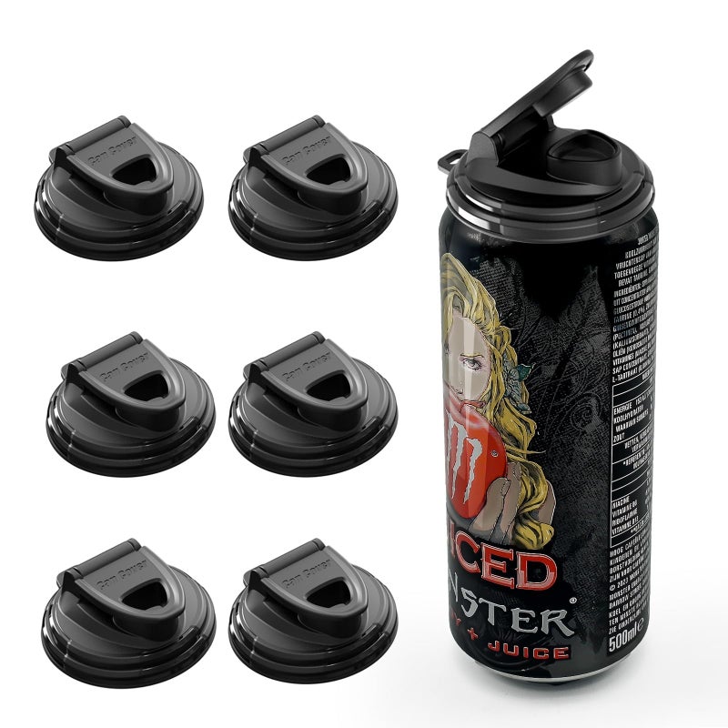 Flybok 6-Pack Soda Can Lids â€“ Reusable BPA-Free Can Covers for Soda, Beer & Energy Drinks, Universal Fit 202/206 Cans (2.08 & 2.32IN Rims), Helps Keep Drinks Fresh & Clean - Image 1
