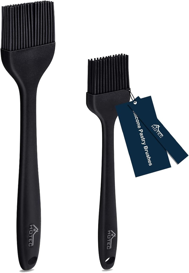 hotec 600℉ Heat Resistasnt Basting Brushes, BPA Free Silicone Pastry Brush, Spread Oil Butter Sauce Marinades for BBQ Grill Barbecue Baking Kitchen Cooking Dishwasher Safe (Black 2) - Image 1