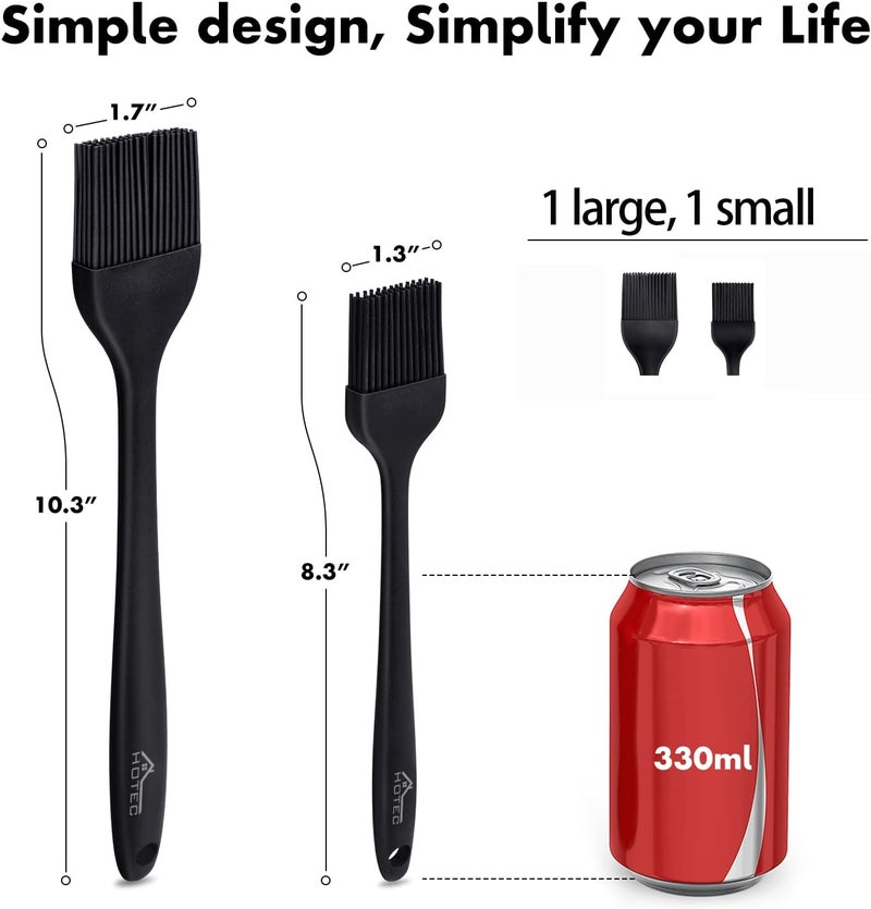 hotec 600℉ Heat Resistasnt Basting Brushes, BPA Free Silicone Pastry Brush, Spread Oil Butter Sauce Marinades for BBQ Grill Barbecue Baking Kitchen Cooking Dishwasher Safe (Black 2) - Image 2