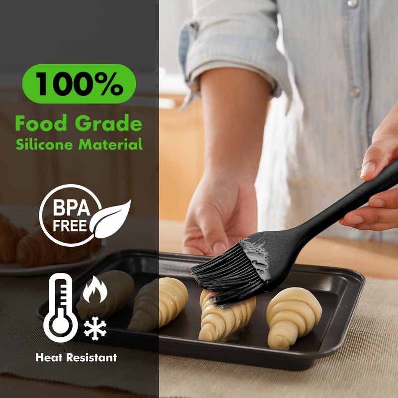 hotec 600℉ Heat Resistasnt Basting Brushes, BPA Free Silicone Pastry Brush, Spread Oil Butter Sauce Marinades for BBQ Grill Barbecue Baking Kitchen Cooking Dishwasher Safe (Black 2) - Image 3