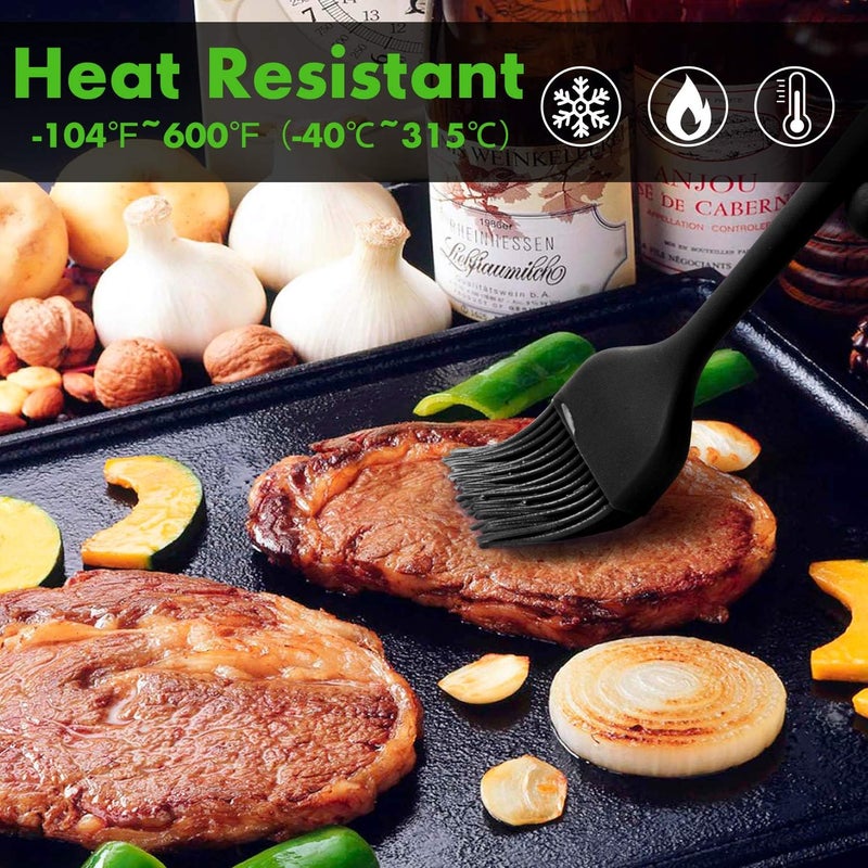 hotec 600℉ Heat Resistasnt Basting Brushes, BPA Free Silicone Pastry Brush, Spread Oil Butter Sauce Marinades for BBQ Grill Barbecue Baking Kitchen Cooking Dishwasher Safe (Black 2) - Image 5