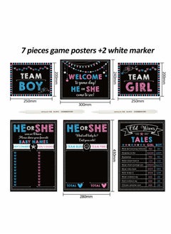 Y&D Baby Gender Reveal Board, Party Supplies Kit with Decorations Games Voting Poster Board 2 Pieces Erasable Marker, Chalkboard Design  - Image 2