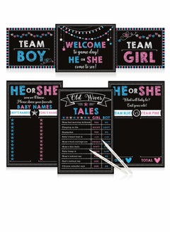 Y&D Baby Gender Reveal Board, Party Supplies Kit with Decorations Games Voting Poster Board 2 Pieces Erasable Marker, Chalkboard Design  - Image 1