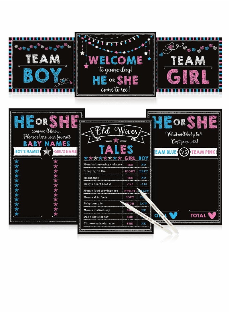 Y&D Baby Gender Reveal Board, Party Supplies Kit with Decorations Games Voting Poster Board 2 Pieces Erasable Marker, Chalkboard Design  - Image 1