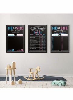 Y&D Baby Gender Reveal Board, Party Supplies Kit with Decorations Games Voting Poster Board 2 Pieces Erasable Marker, Chalkboard Design  - Image 4