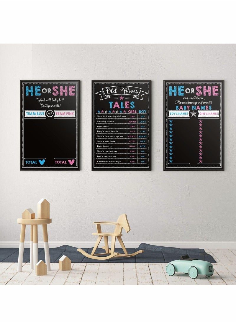 Y&D Baby Gender Reveal Board, Party Supplies Kit with Decorations Games Voting Poster Board 2 Pieces Erasable Marker, Chalkboard Design  - Image 4