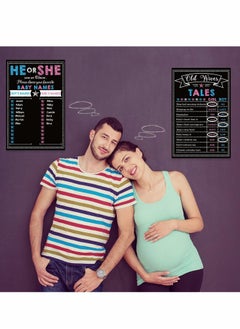 Y&D Baby Gender Reveal Board, Party Supplies Kit with Decorations Games Voting Poster Board 2 Pieces Erasable Marker, Chalkboard Design  - Image 5