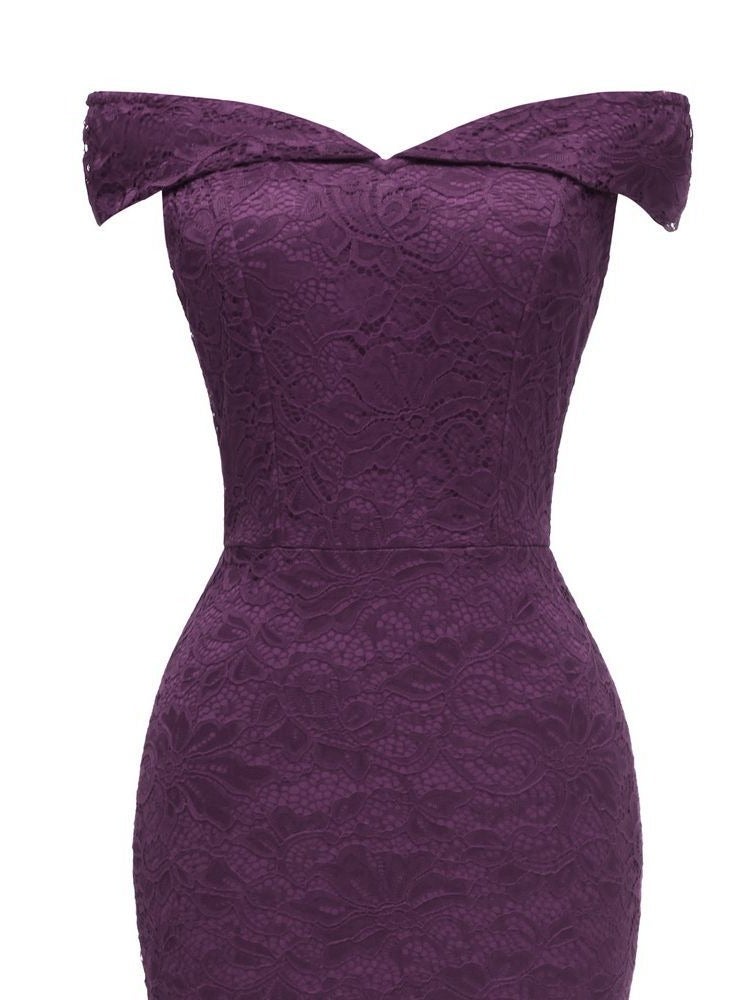 KUYING New One Shoulder Slimming Wrap Hip Tail Tail Long Lace Dress Dress  - Image 5