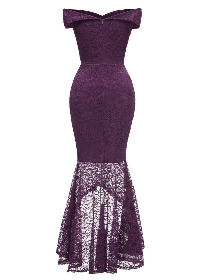 KUYING New One Shoulder Slimming Wrap Hip Tail Tail Long Lace Dress Dress  - Image 2