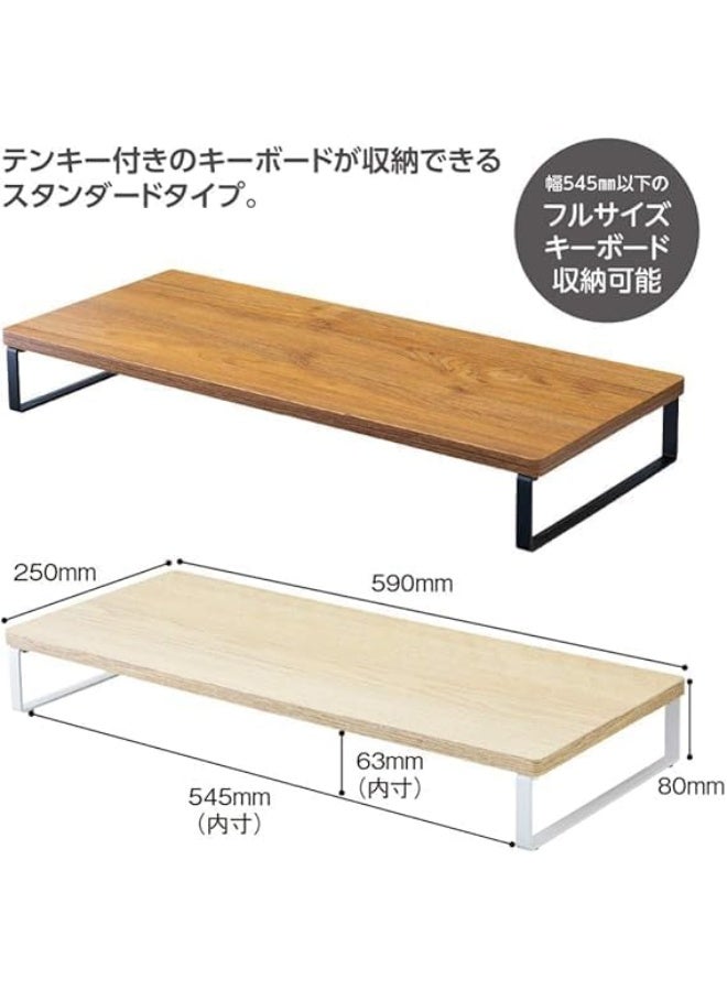 Horoof Home حامل شاشة خشبي من هروف هوم® مع إطار معدني، منظم مكتب مدمج - 59x25x8 سم، بني - Image 2