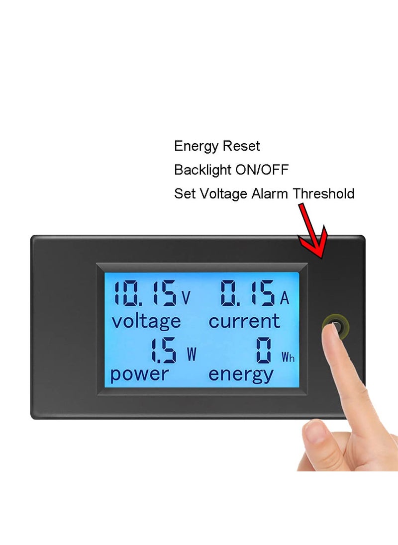 KETOTEK KETOTEK Amp Volt Watt Kwh Meter Tester Panel Digital 4 in 1 Ammeter Voltmeter Multimeter 12V DC 6.5-100V 20A, Voltage Current Power Energy Usage Monitor LCD Display Car Motorbike Solar  - Image 4