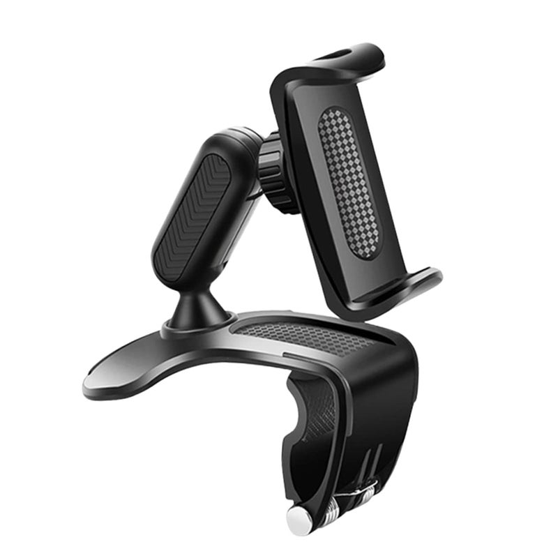 Universal Dashboard Phone Holder Rotating Clip Mount Adjustable Stand for Smartphones Black - Image 2