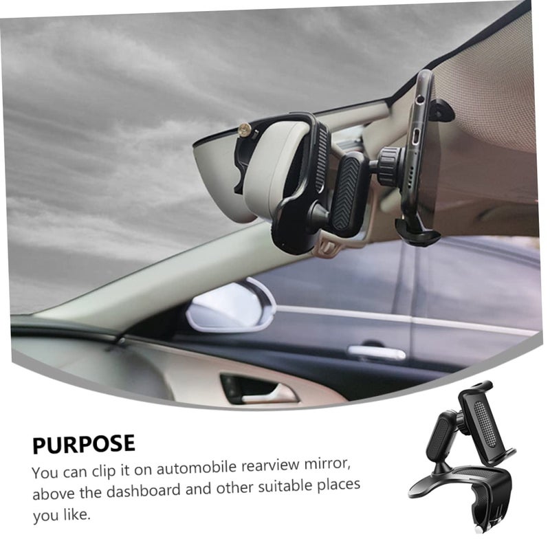 Universal Dashboard Phone Holder Rotating Clip Mount Adjustable Stand for Smartphones Black - Image 3