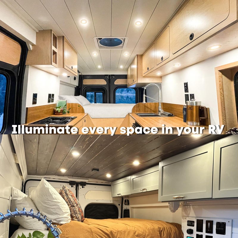 acegoo RV Recessed Ceiling Light 2-3/4â€ Full Aluminum 12V Dimmable LED Puck Light for Campervan Truck Caravan Boat Roof Under Cabinet Lighting, Flush Mount Cutout 2-1/4" (Sliver,Warm White) 4 Pack - Image 2