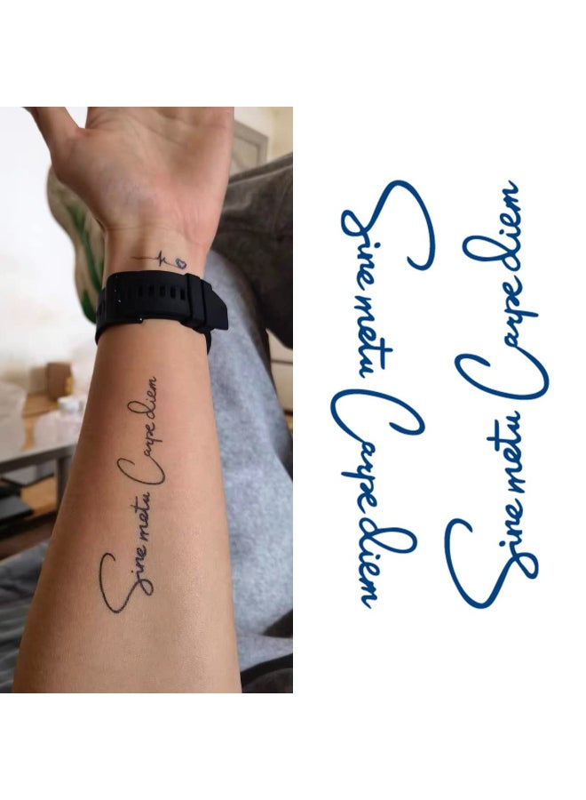 Oottati Semi Permanent Lasts 12 Weeks Waterproof Small Cute Temporary Tattoos Realistic Look No Adhesive No Reflection Adult Body Art Stickers 2 Sheets Words Quotes Sine Metu Carpe Diem - Image 2