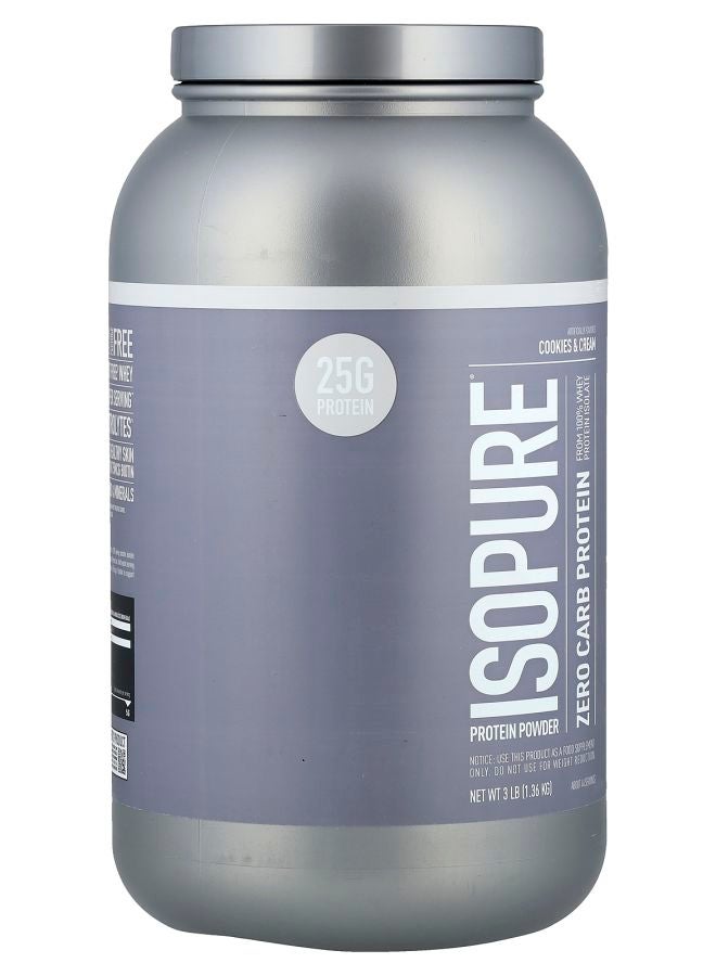 Isopure مسحوق بروتين زيرو كارب بنكهة الكوكيز والكريمة 3 رطل (1.36 كجم) - Image 2
