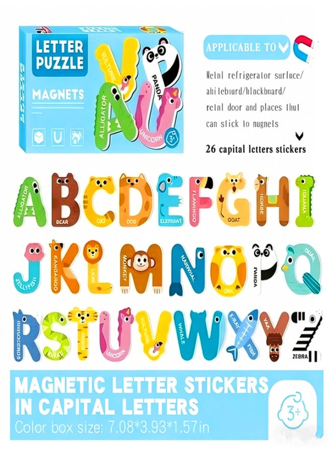 Animal-Shaped 26 Capital Letter Magnetic Stickers - Early Education Cognitive Toys for 3-6 Year Old Kids