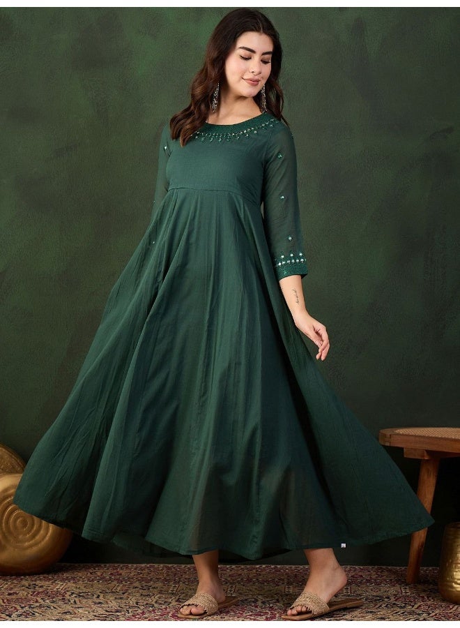 AKS Emerald Green Mirror Detail Maxi Dress  - Image 3