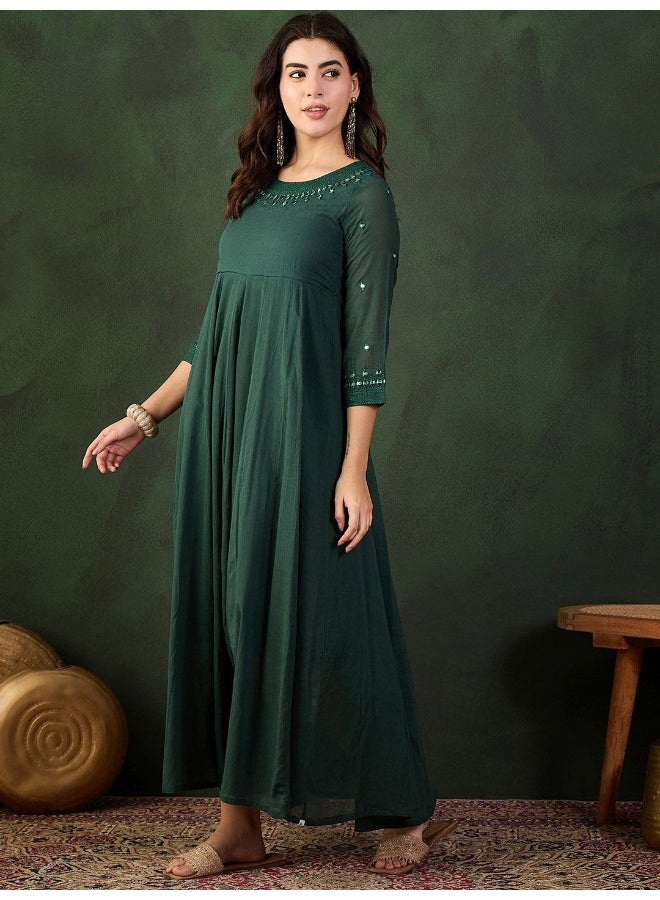 AKS Emerald Green Mirror Detail Maxi Dress  - Image 5