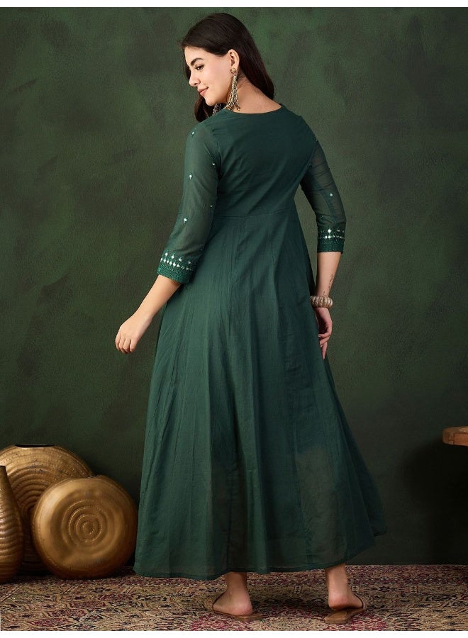 AKS Emerald Green Mirror Detail Maxi Dress  - Image 4