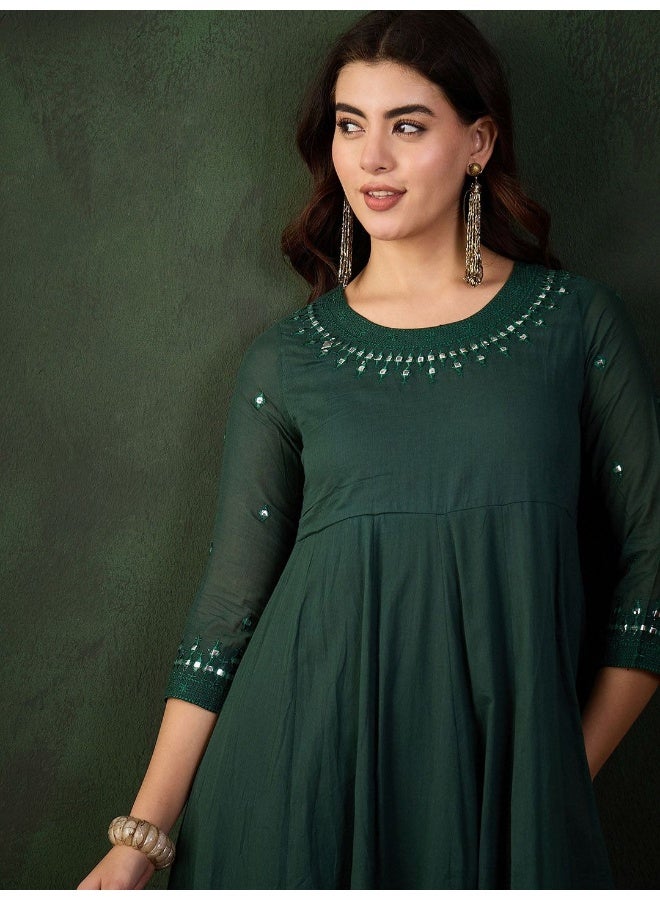 AKS Emerald Green Mirror Detail Maxi Dress  - Image 2