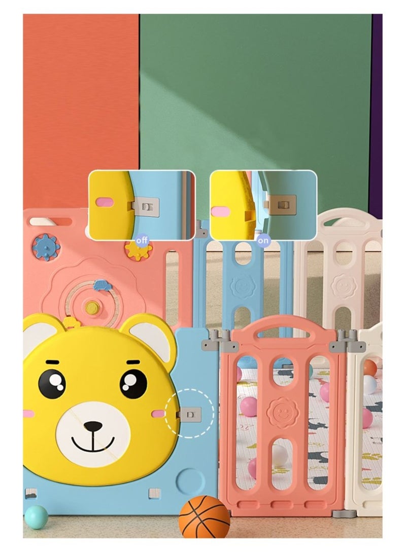 فول جوي ساحات لعب محمولة، حظيرة لعب للأطفال، سياج كرات، أسوار قابلة للطي للزحف مع حلقة كرة سلة ,148*115*62 سم - Image 2