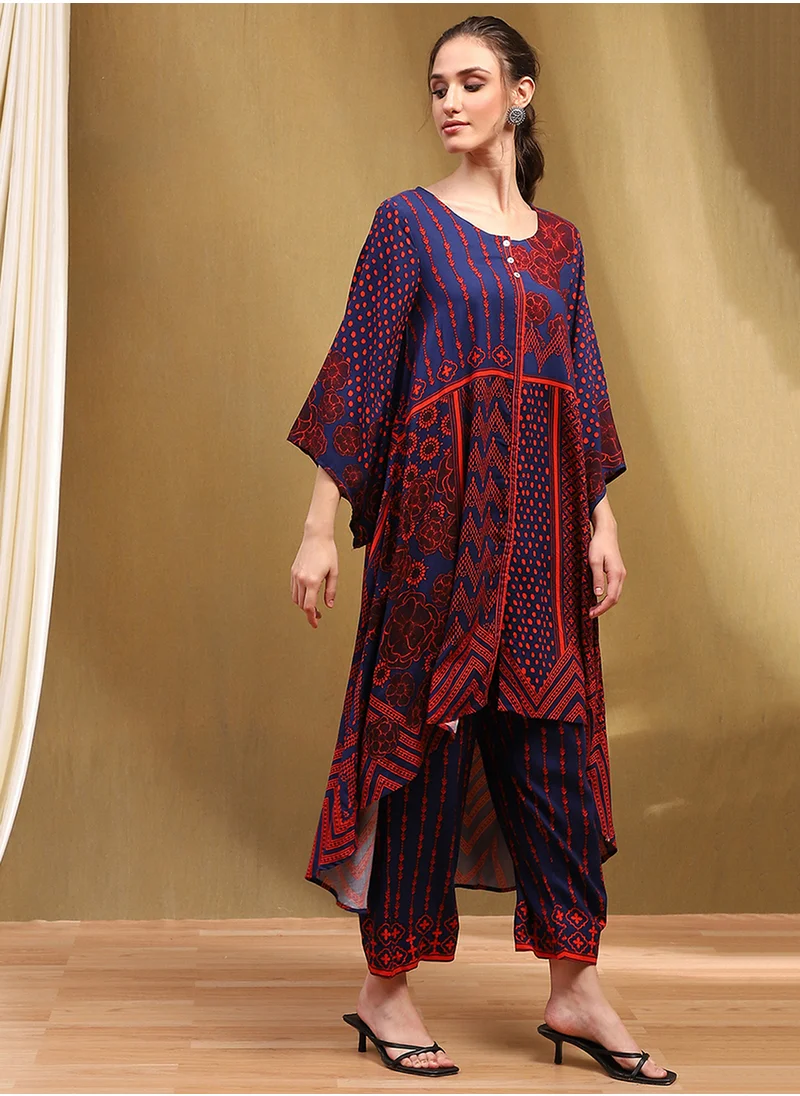 بيبا Printed Button Detail Kurti & Bottom Set