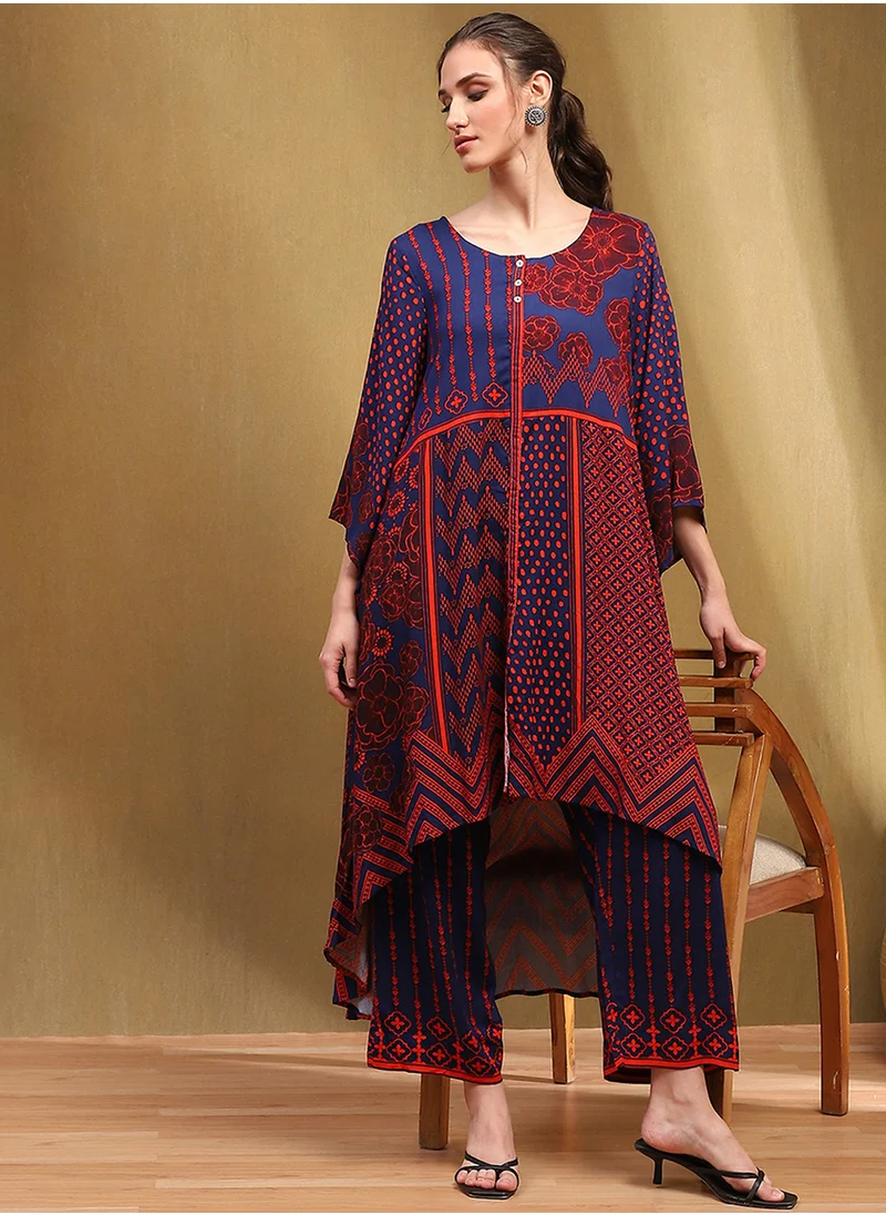 بيبا Printed Button Detail Kurti & Bottom Set