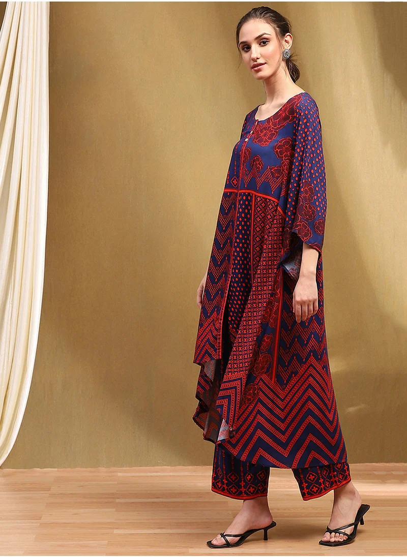 بيبا Printed Button Detail Kurti & Bottom Set