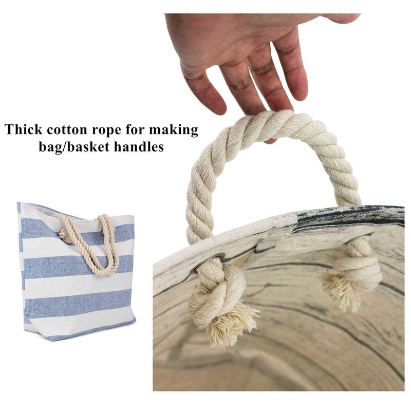SRIVI Cotton Rope Threads 11 Meter 36 Feet Cotton Cord 38 Inch Thick Twisted Rope for Crafts Knotting Dcor Size 10 mm Color OffWhite 2 Wooden Ring Free - Image 3