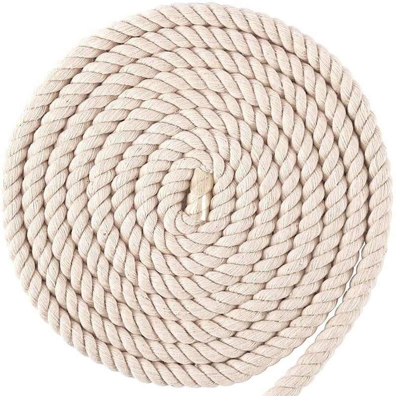 SRIVI Cotton Rope Threads 11 Meter 36 Feet Cotton Cord 38 Inch Thick Twisted Rope for Crafts Knotting Dcor Size 10 mm Color OffWhite 2 Wooden Ring Free - Image 1