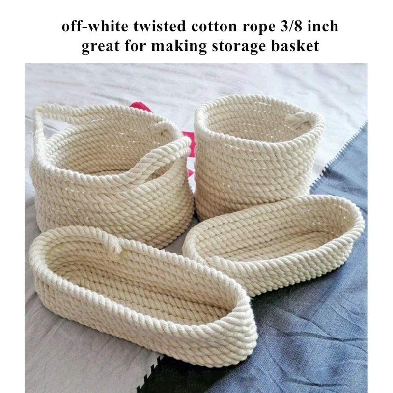 SRIVI Cotton Rope Threads 11 Meter 36 Feet Cotton Cord 38 Inch Thick Twisted Rope for Crafts Knotting Dcor Size 10 mm Color OffWhite 2 Wooden Ring Free - Image 4