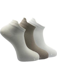 Buluş Organic 3-Pack Cream, White, Beige - Special Heel Technology Viscose Men's Ankle Socks  - Image 2