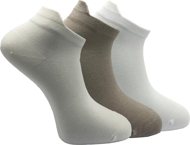 Buluş Organic 3-Pack Cream, White, Beige - Special Heel Technology Viscose Men's Ankle Socks - Image 2