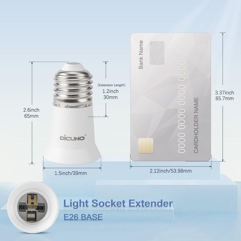 DiCUNO E26 3CM/1.2 Inch Socket Extender, E26 Lamp Bulb Socket Extension, Lamp Holder Adapter, 10-Pack - Image 2