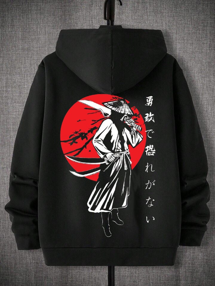 DIVIS Oversized Black Graphic Hoodie for Men - Image 1